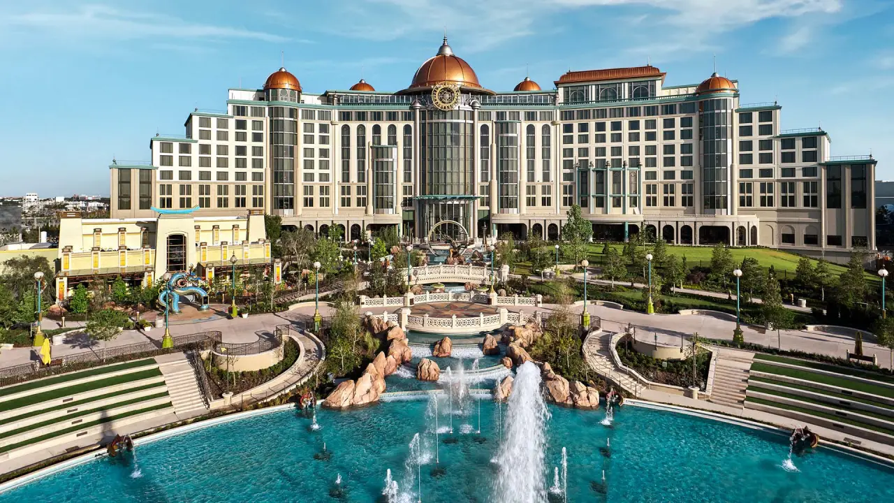 Helios Grand Hotel at Universal Orlando overlooking Epic Universe