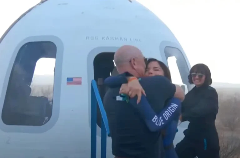 Luxury Travel 29 Emotional embrace outside Blue Origin capsule after all-female space flight