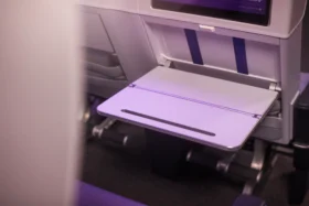 air nz Premium Economy bi fold tray table
