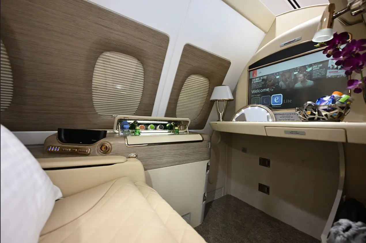 Emirates opens an immersive retail store in Singapore 5 Private Suite Screen Emirates with reclining seat, minibar and entertainment screen