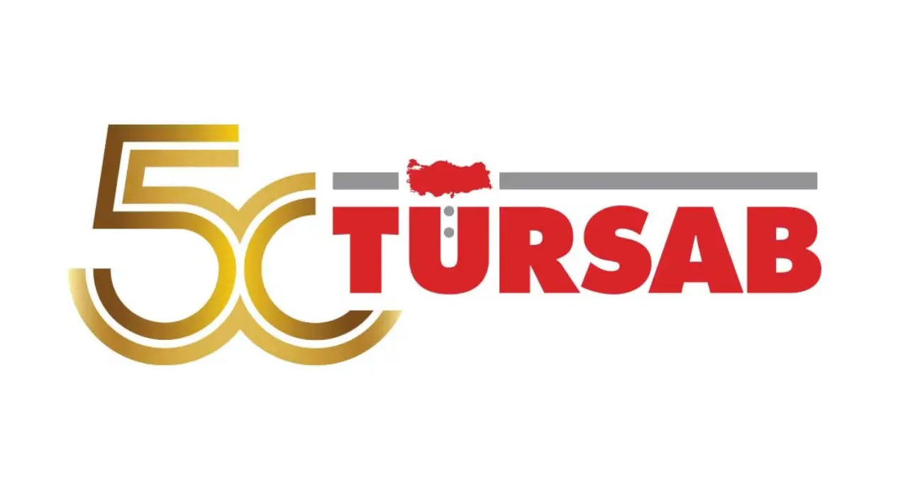 50th anniversary logo of TÜRSAB, the Association of Turkish Travel Agencies, featuring gold and red typography with a map of Turkey.