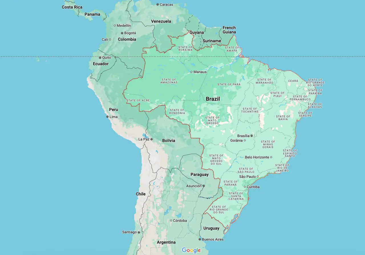 Kidnapping, crime and river: Travel warning of Brazil 2025 3 Map of Brazil and surrounding countries that highlight international borders and main cities