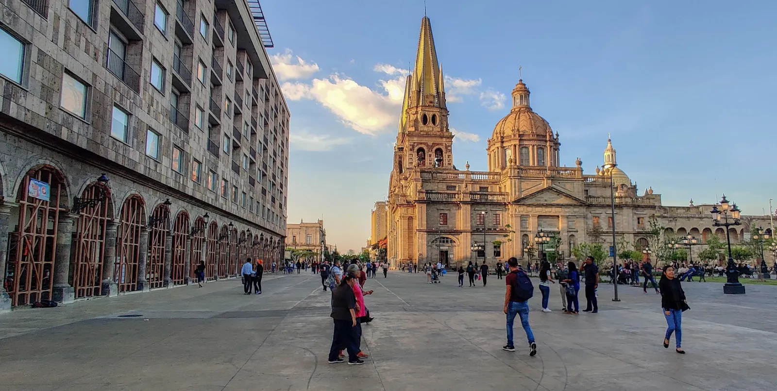 People walking in front of Guadalajara Cathedral in the historic center of Guadalajara, Mexico