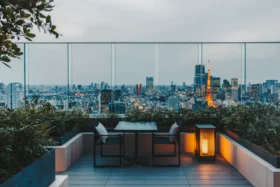 Fairmont Tokyo Opens, Marking Brand’s First Hotel In Japan 11 Fairmont Tokyo All Day Dining Kiln Tonic Outdoor Terrace Table with Tokyo Tower