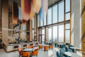Fairmont Tokyo Opens, Marking Brand’s First Hotel In Japan 15 Fairmont Tokyo Lobby Lounge Vuer Mer Interior with Bar Counter