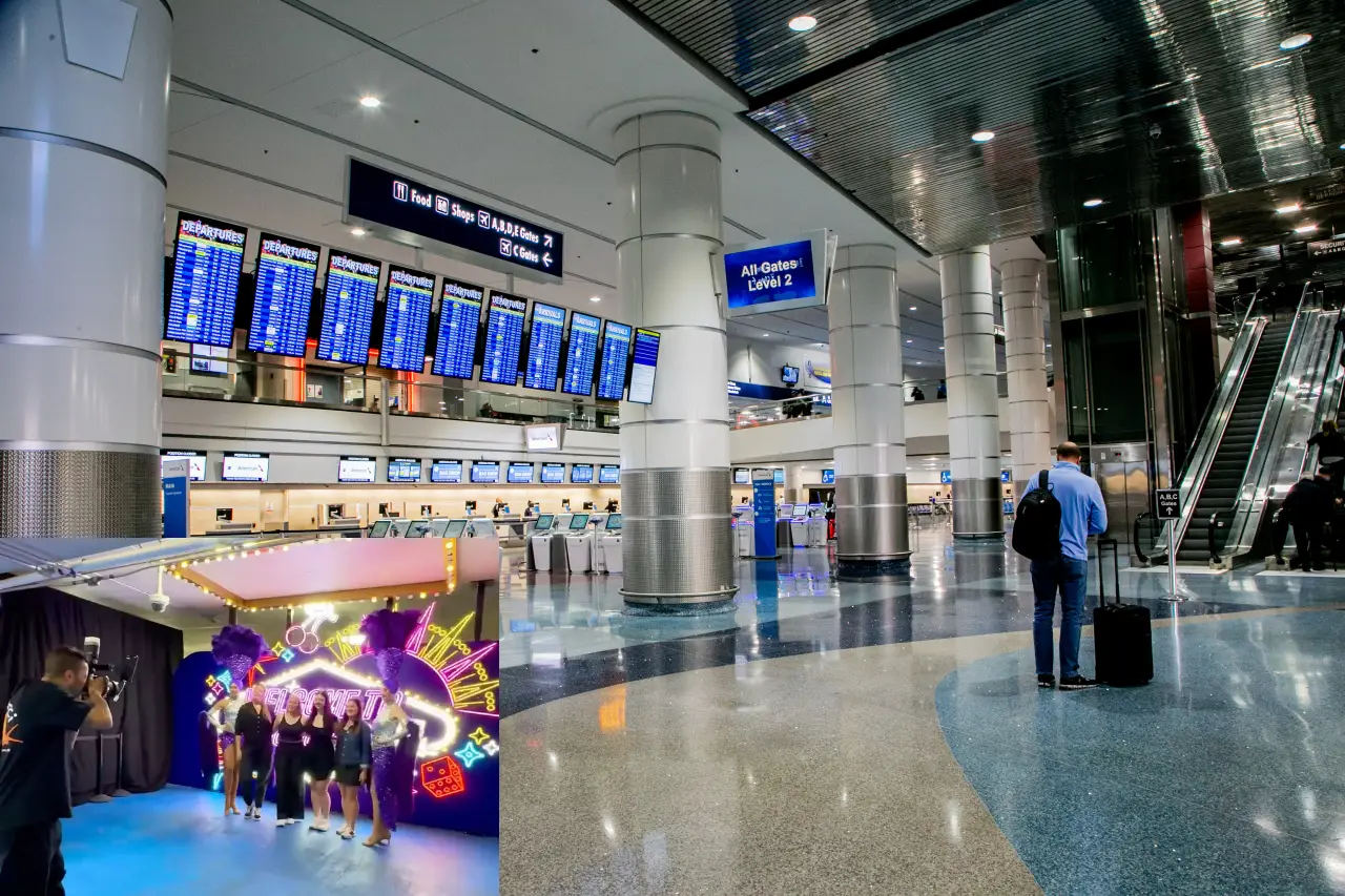 A redesigned rideshare pickup area at Las Vegas Harry Reid International Airport’s Terminal 1.