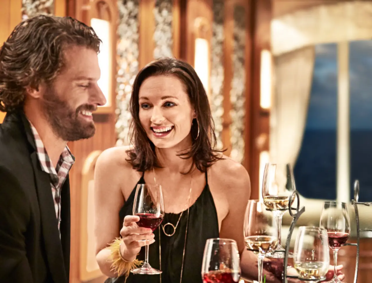 Princess Cruises Couple Wine Tasting Onboard Dining