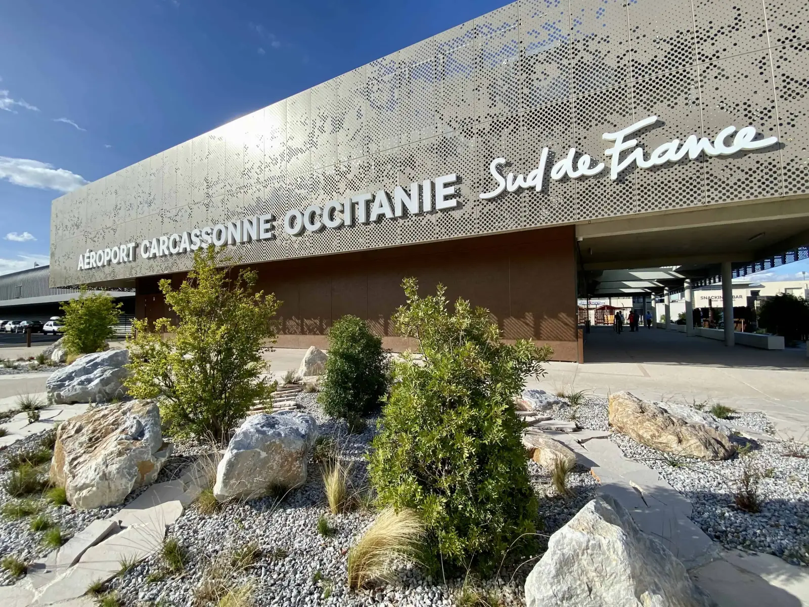 Exterior of Carcassonne Airport in France.
