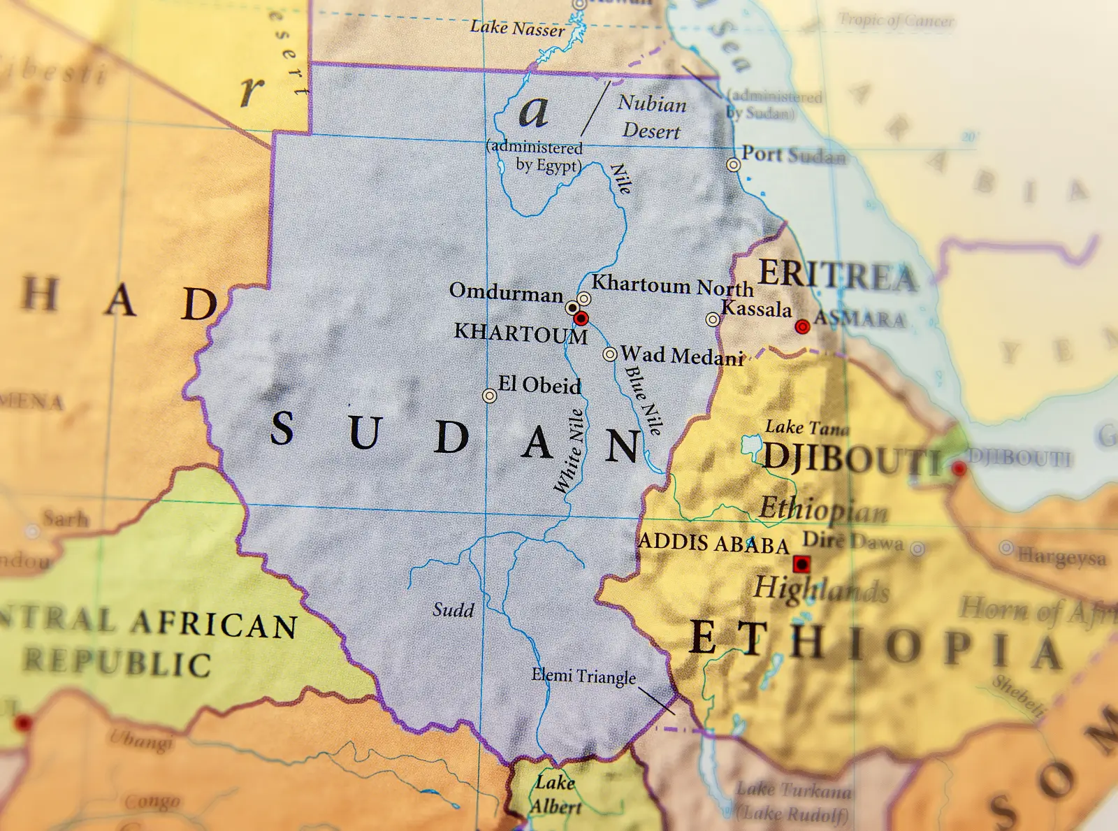 Turkish Airlines Returns To Sudan With Port Sudan Flights 3 Map of Sudan and surrounding countries including Ethiopia, Eritrea, Chad, and Central African Republic