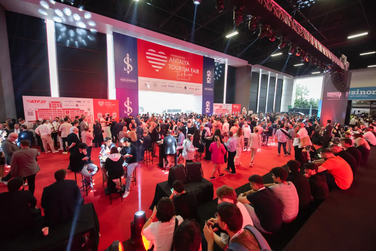 Crowds gather at the International Antalya Tourism Fair 2025 inside the ANFAŞ Expo Center