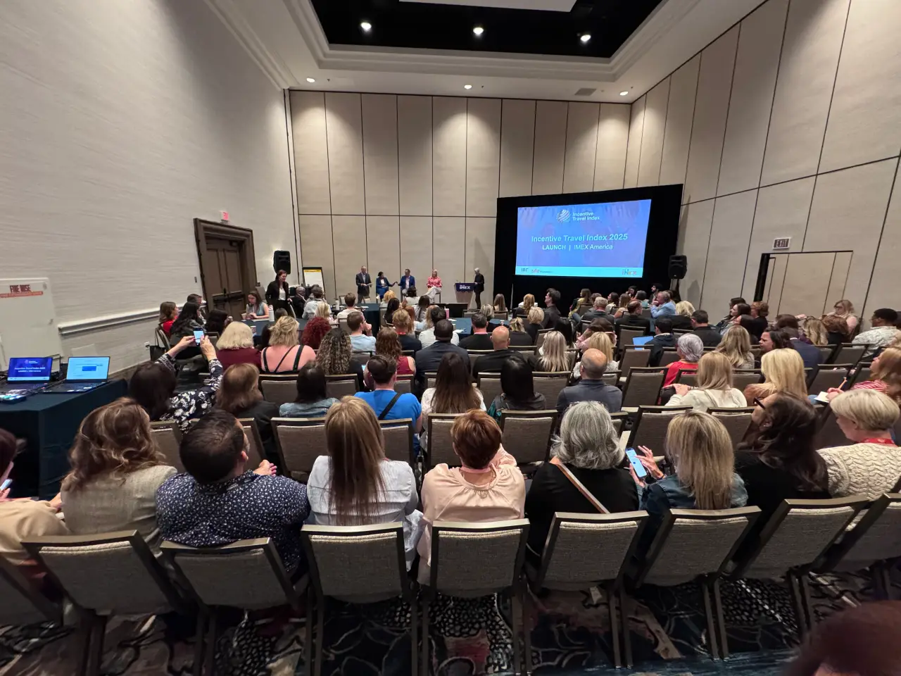 Audience attending the 2025 Incentive Travel Index launch session at IMEX America.
