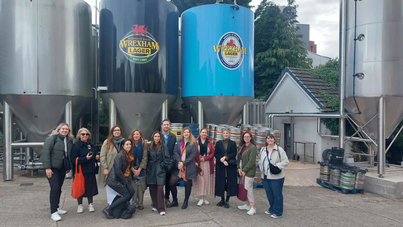 A group of international travel trade buyers visit Wrexham Lager Brewery during a VisitWales familiarisation tour.