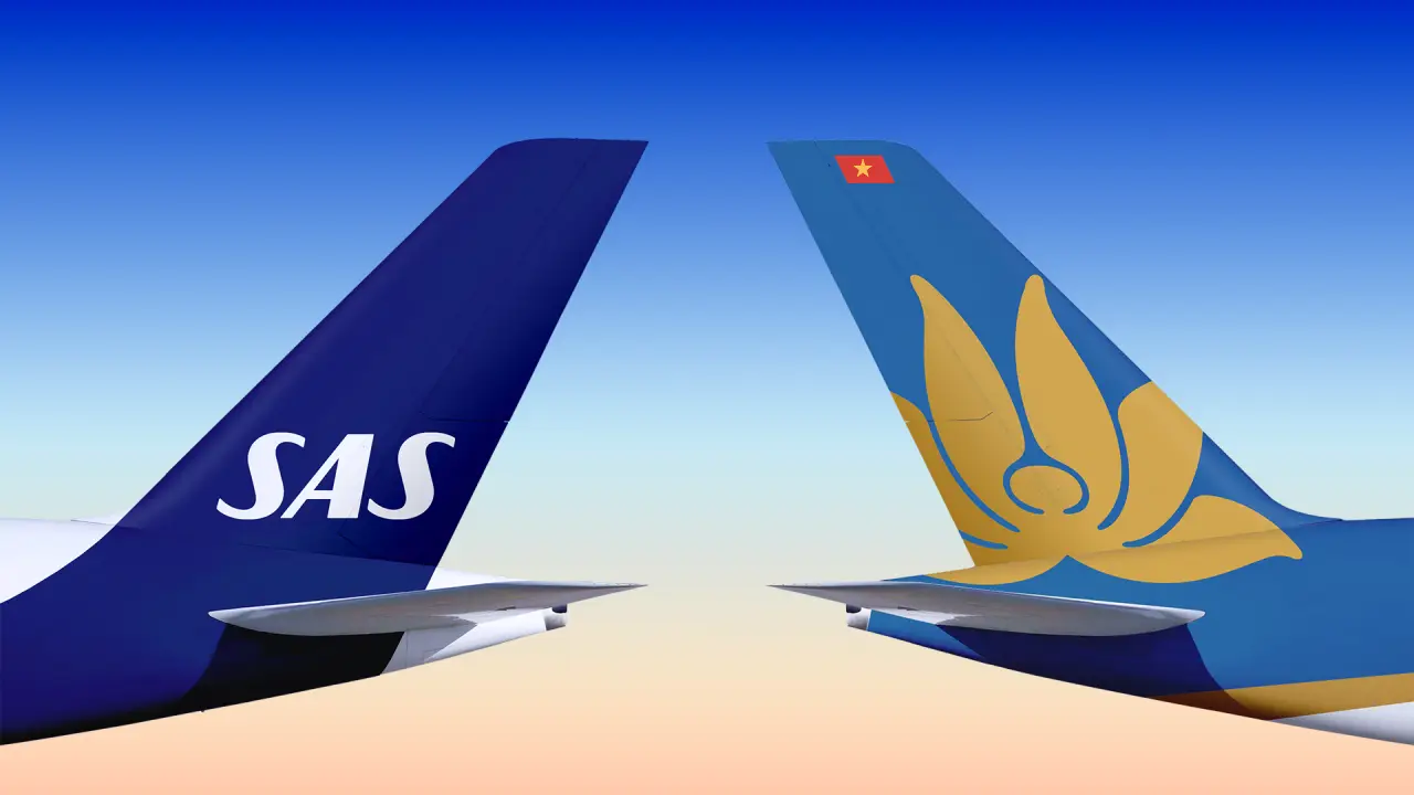 Sas And Vietnam Airlines Expand Codeshare Partnership With New Routes 2 Aircraft tails of SAS and Vietnam Airlines aircraft