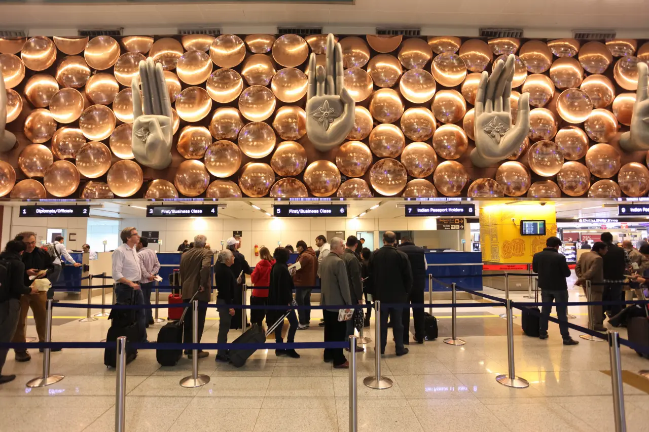 delhi airport checkin hall shutterstock
