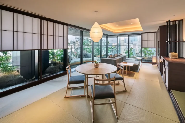 Luxury Travel 54 Luxury guest suite at FUFU Tokyo Ginza with tatami flooring, garden views, and modern decor