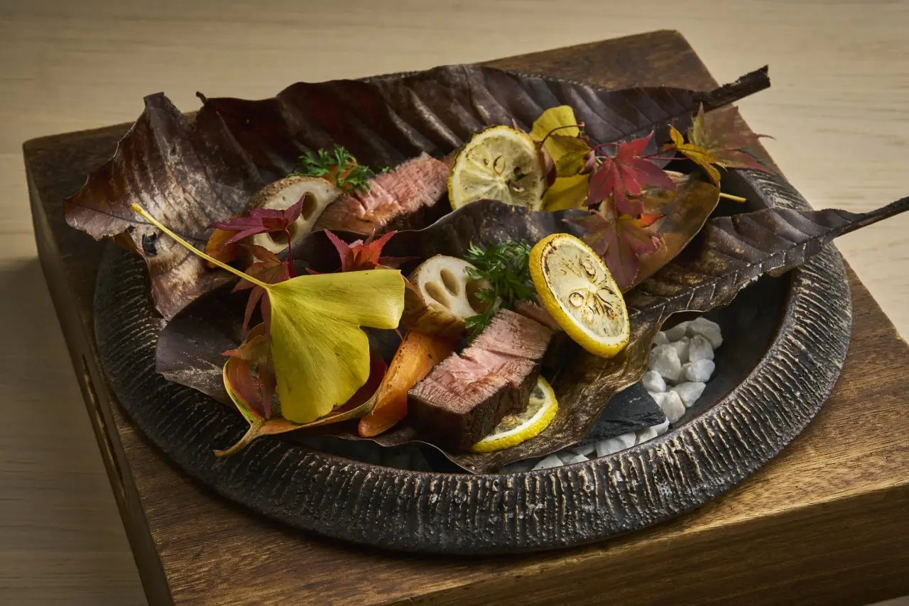 Japan'S Most Michelin Key-Awarded Resort Brand, Fufu, Opens Its First Tokyo Property 4 Plated Japanese wagyu dish with seasonal garnishes and grilled citrus at FUFU Tokyo Ginza