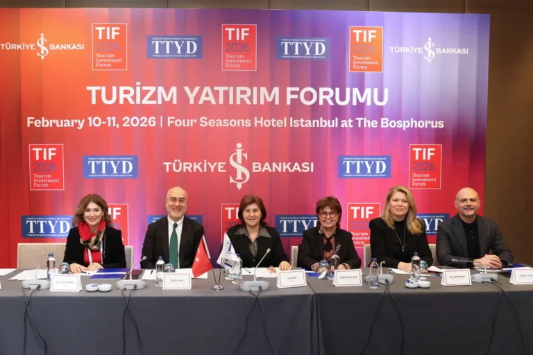 Press conference panel for TIF 2026 Tourism Investment Forum with TTYD executives in Istanbul.