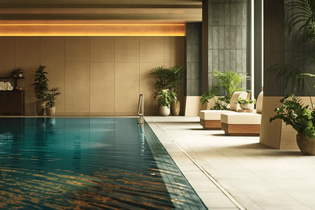 Luxury Lifestyle Brand, 1 Hotels, Debuts Its Nature-Infused Urban Sanctuary In Japan 4 Indoor swimming pool at 1 Hotel Tokyo with natural materials, soft lighting, and greenery creating a tranquil wellness space