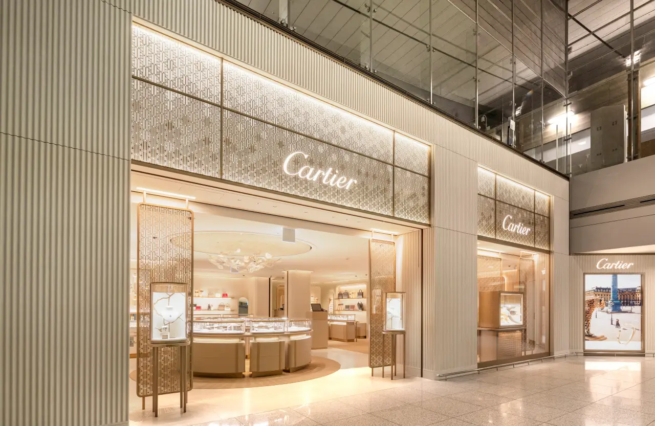 Cartier luxury boutique interior at Incheon International Airport Terminal 1 showcasing elegant design and high-end retail displays