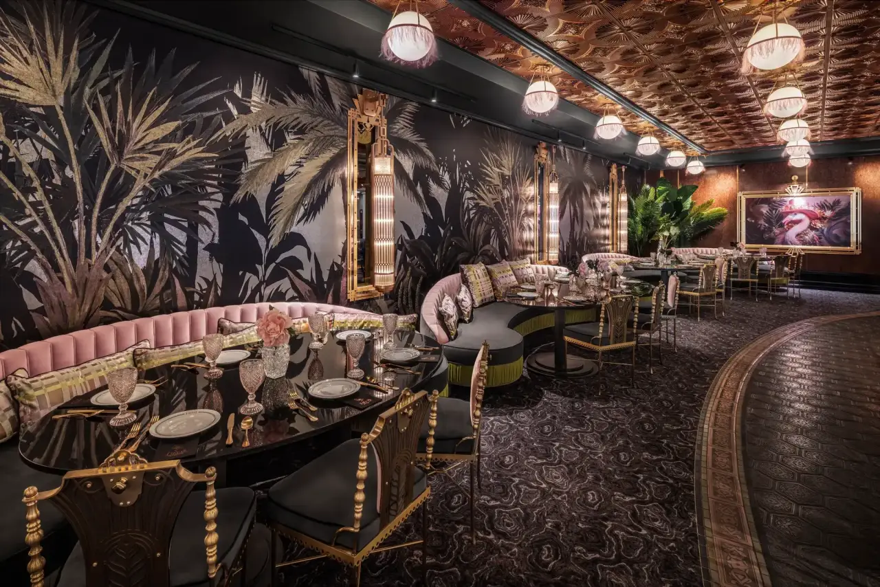 Top Hotel Openings With Focus On Gaming To Open In 2026–2027 3 Vanderpump Cocktail Garden interior with luxury seating and gold Art Deco design in Las Vegas