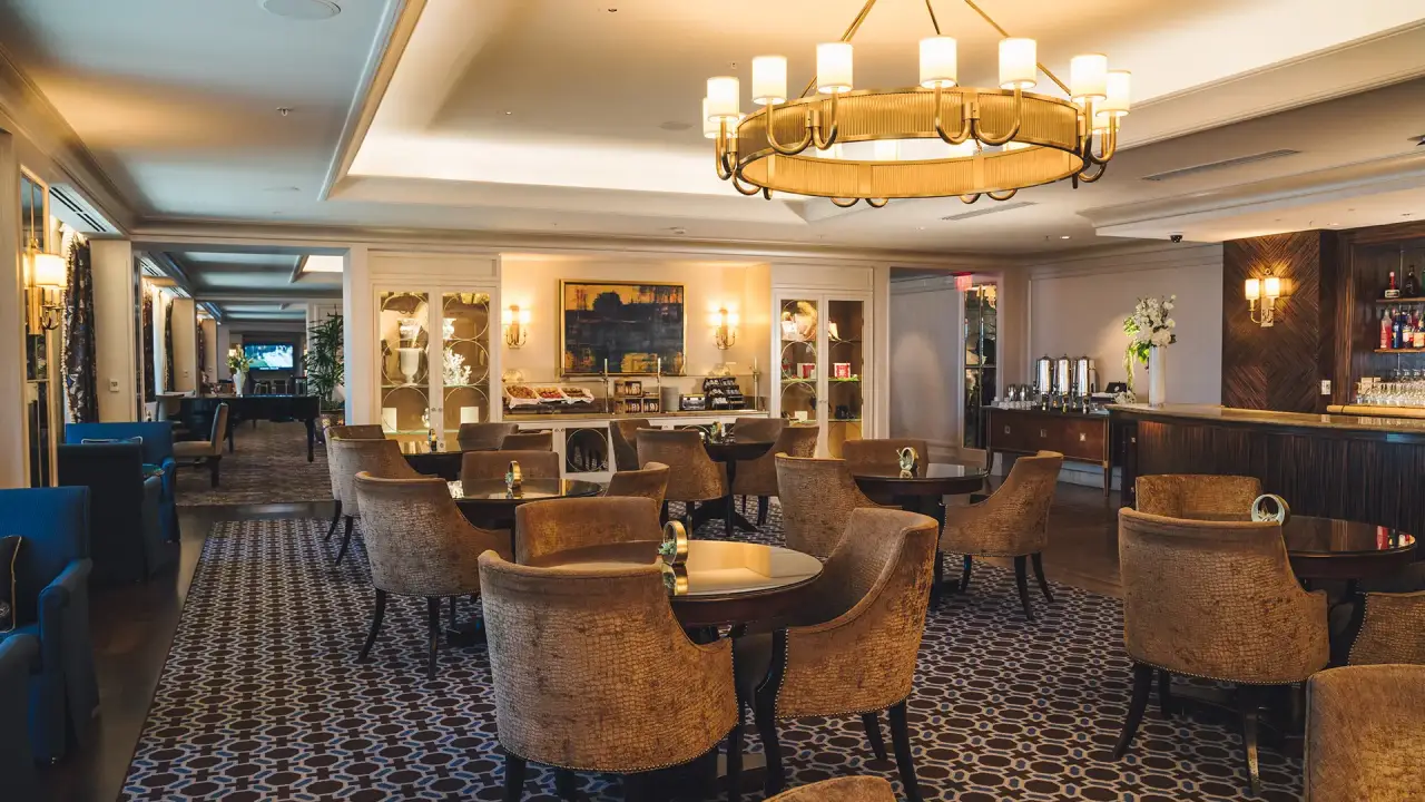 Luxury seating area inside the Prestige Lounge at The Venetian Resort Las Vegas convention center