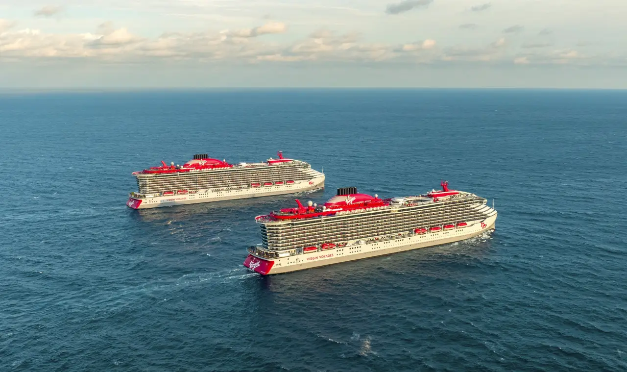 Virgin Voyages cruise ships sailing at sea as the cruise line expands AI agents with Google Cloud Gemini Enterprise