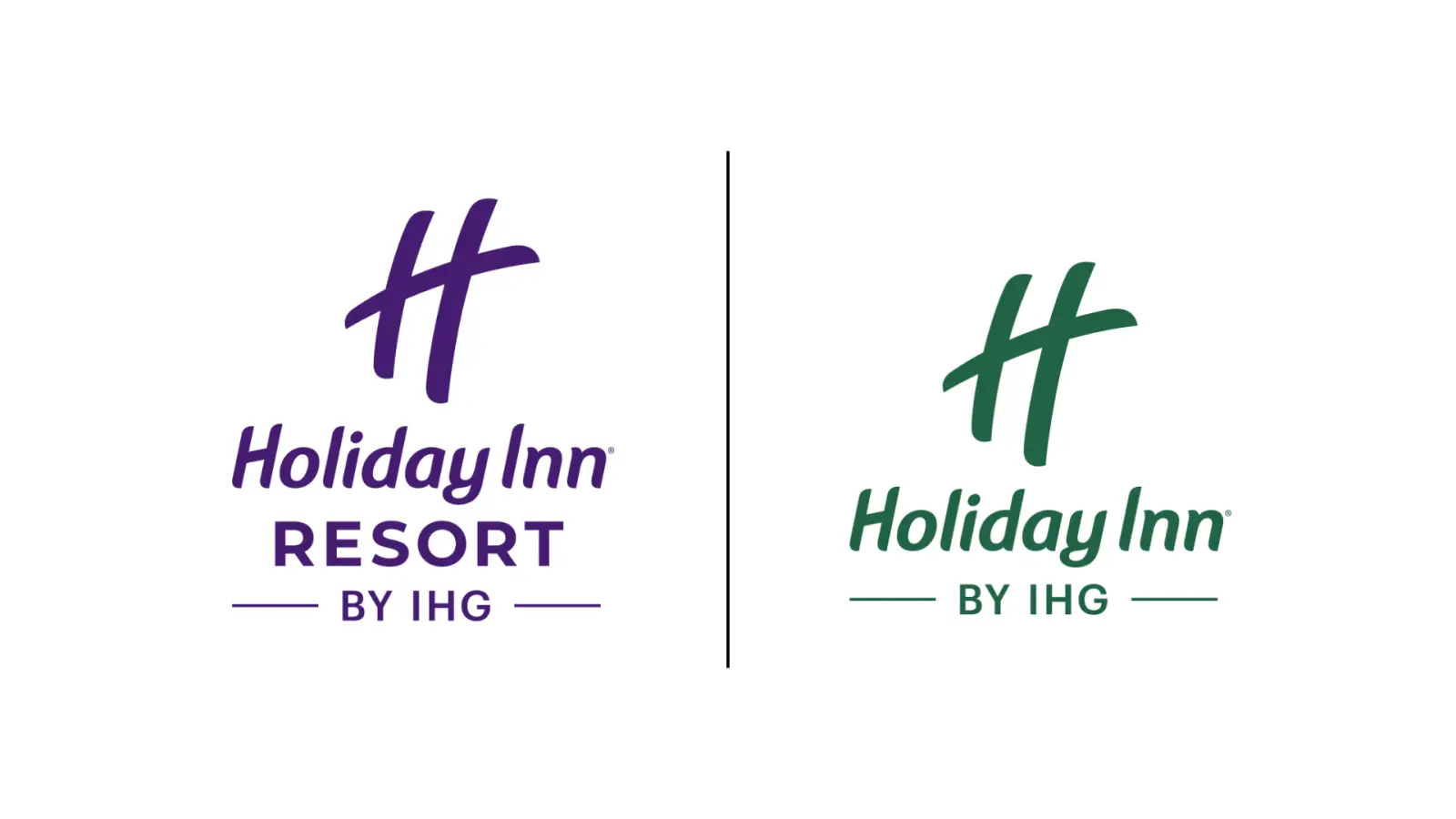 Holiday Inn Resort by IHG and Holiday Inn by IHG logos displayed side by side on a light background.