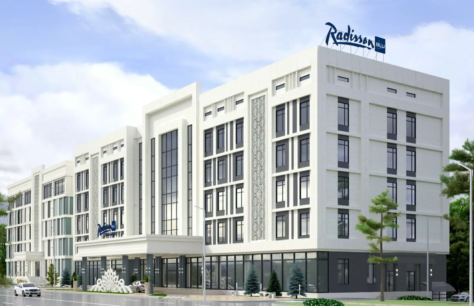 Radisson Blu Hotel Almaty Airport exterior view near terminal in Kazakhstan