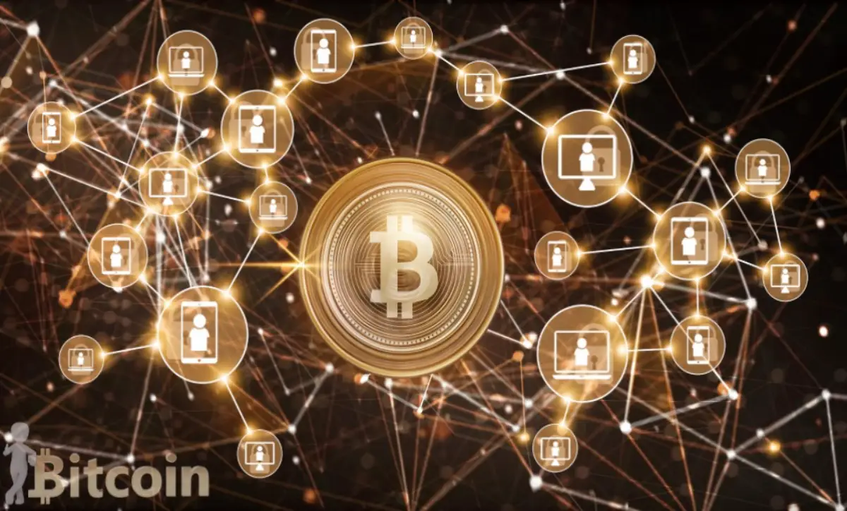 Bitcoin network concept with digital connections illustrating global payments and decentralized finance system