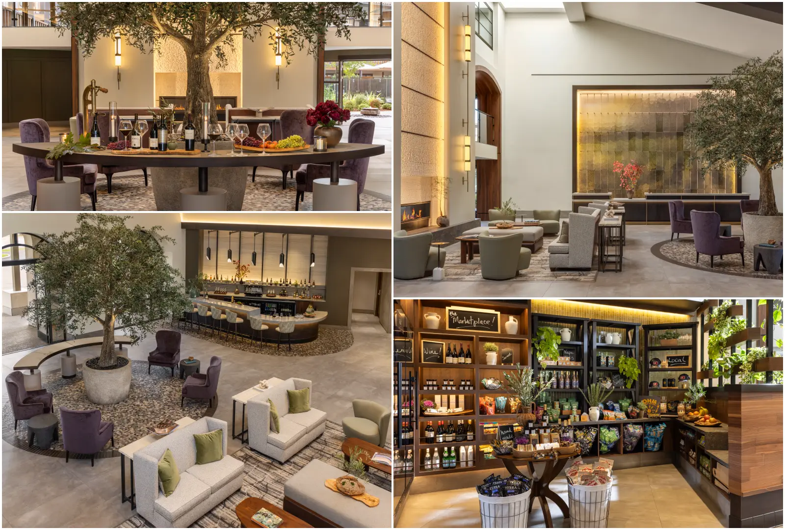 Hilton'S Newly Reimagined Napa Valley Resort Offers Triple Points And Discounts For Group Bookings 3 Casa Mani Resort Napa Valley lobby lounge, wine tasting table, bar and marketplace