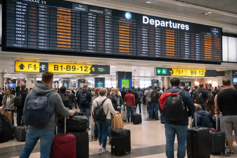 Passengers crowd departure hall as Italy flight delays hit airports during air traffic controllers strike