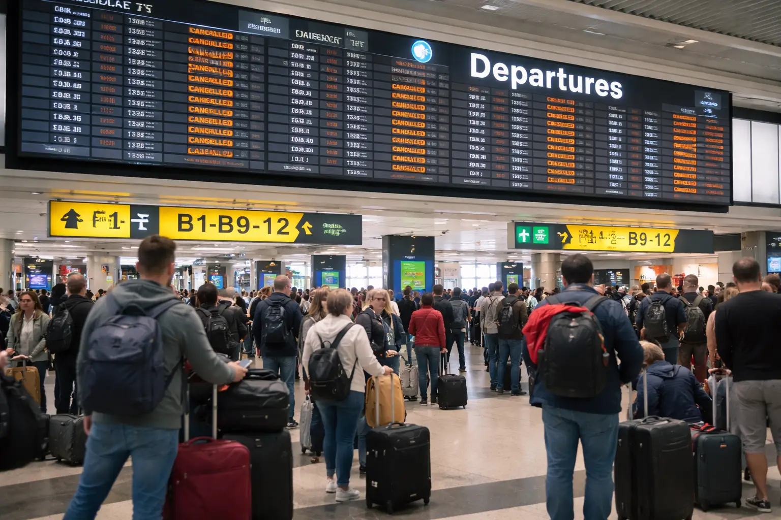 Passengers crowd departure hall as Italy flight delays hit airports during air traffic controllers strike