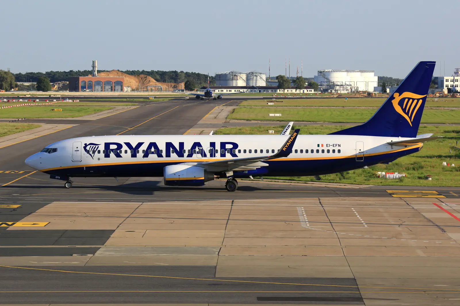 A Ryanair Boeing 737 on the tarmac at Berlin airport in Germany