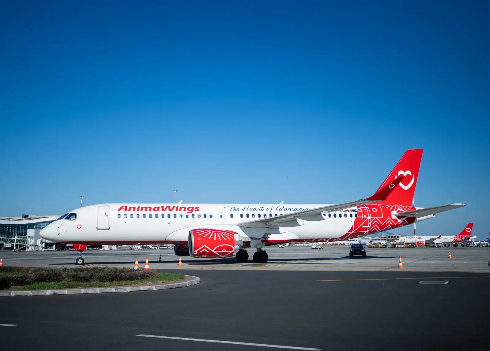AnimaWings Airbus A220-300 on the apron at Vienna Airport
