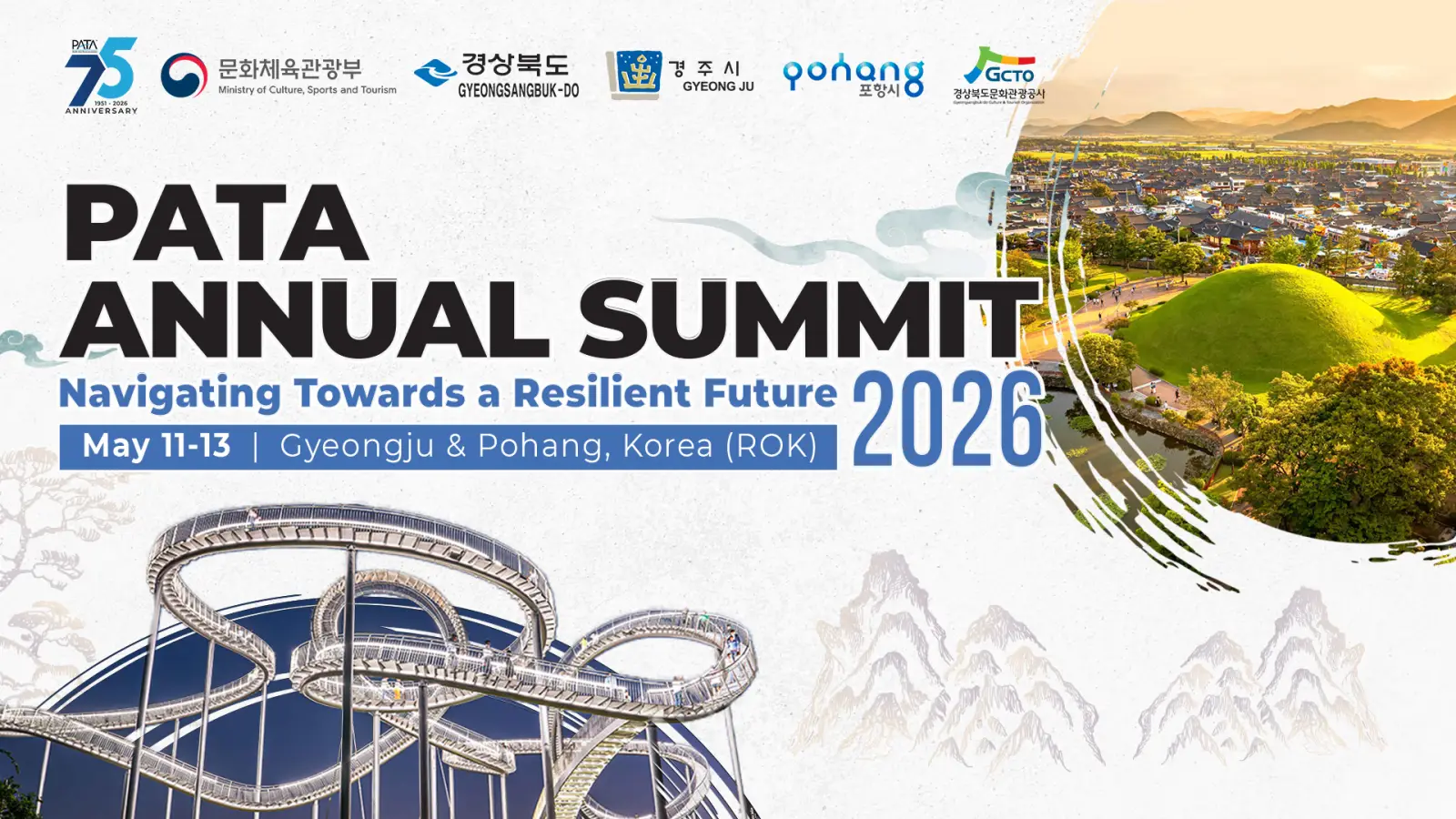 PATA Annual Summit 2026 promotional banner for Gyeongju and Pohang, South Korea