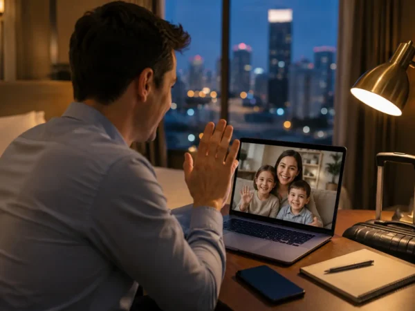 business travel family call