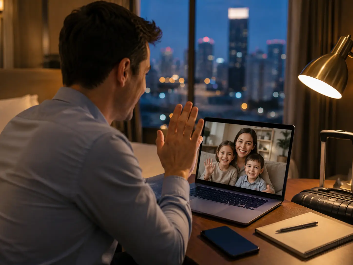 business travel family call