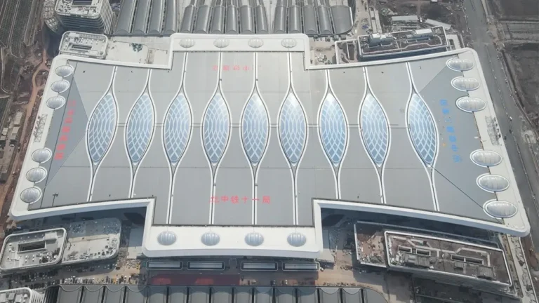 Aerial view of Chongqing East Railway Station in China, the world’s largest railway station covering more than 1.2 million square metres.