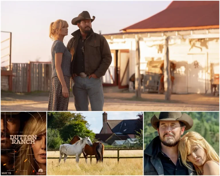 Tours 6 Kelly Reilly and Cole Hauser in scenes from Dutton Ranch, the Yellowstone sequel filmed in Texas ranch locations.