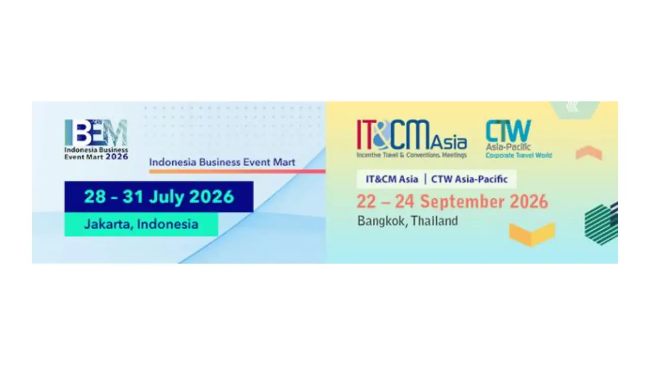 Indonesia Launches Ibem And Seabef To Boost Jakarta’s Mice Industry 2 Promotional banner for Indonesia Business Event Mart 2026 in Jakarta alongside IT&CM Asia and CTW Asia-Pacific 2026 events in Bangkok, featuring event dates and logos.