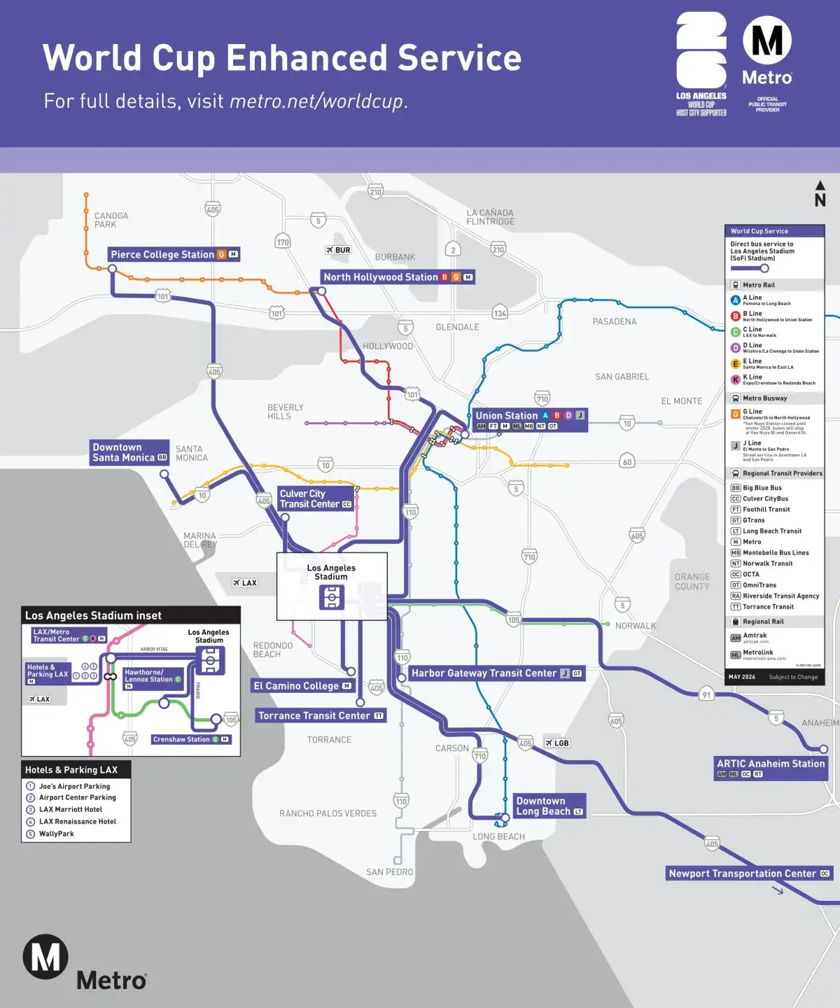How To Get To Fifa World Cup Matches In Los Angeles Without A Car 3 LA Metro World Cup Enhanced Service map showing bus routes to SoFi Stadium