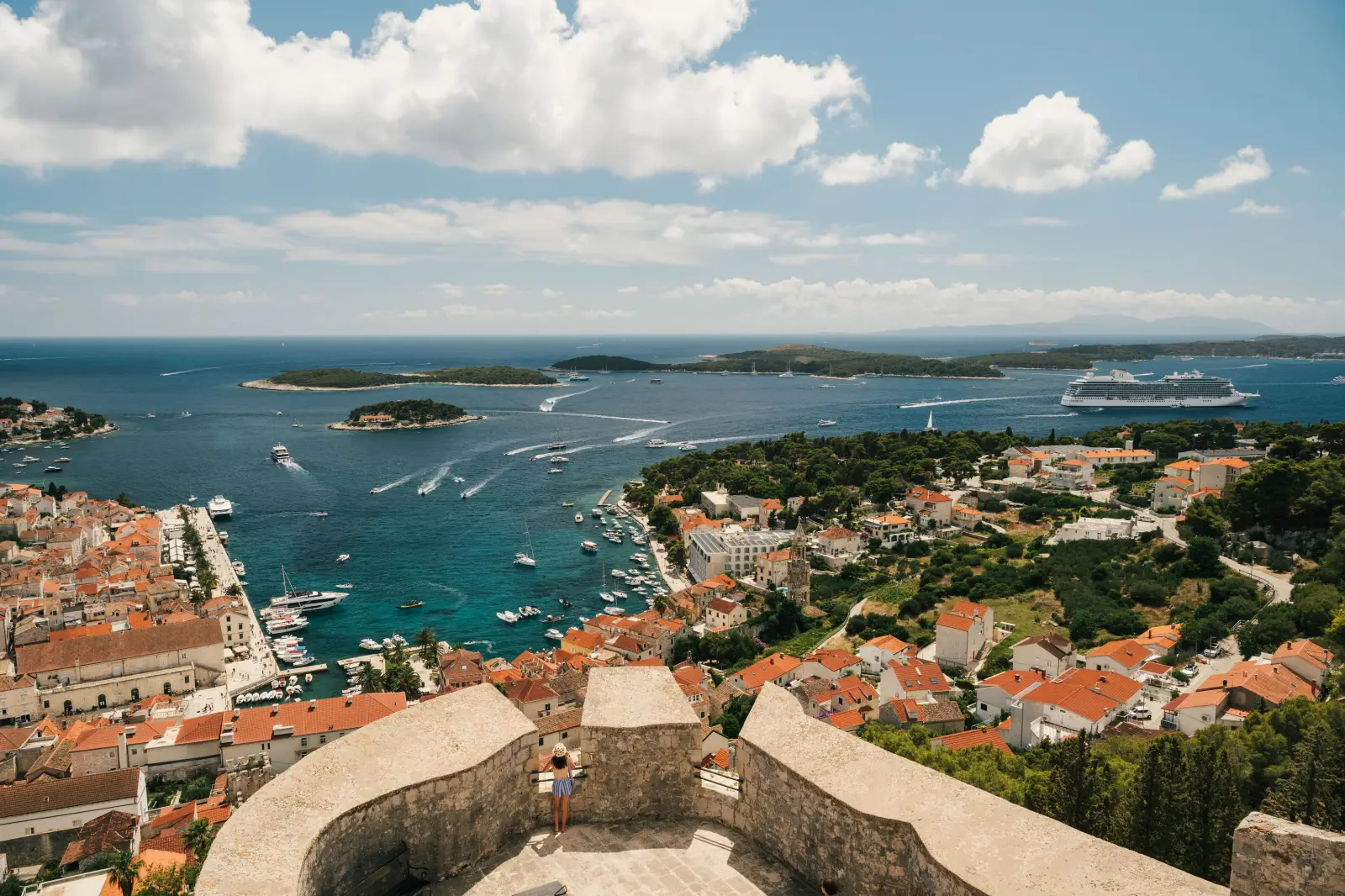 Oceania Cruises ship sailing near the Croatian coast during a luxury world cruise voyage