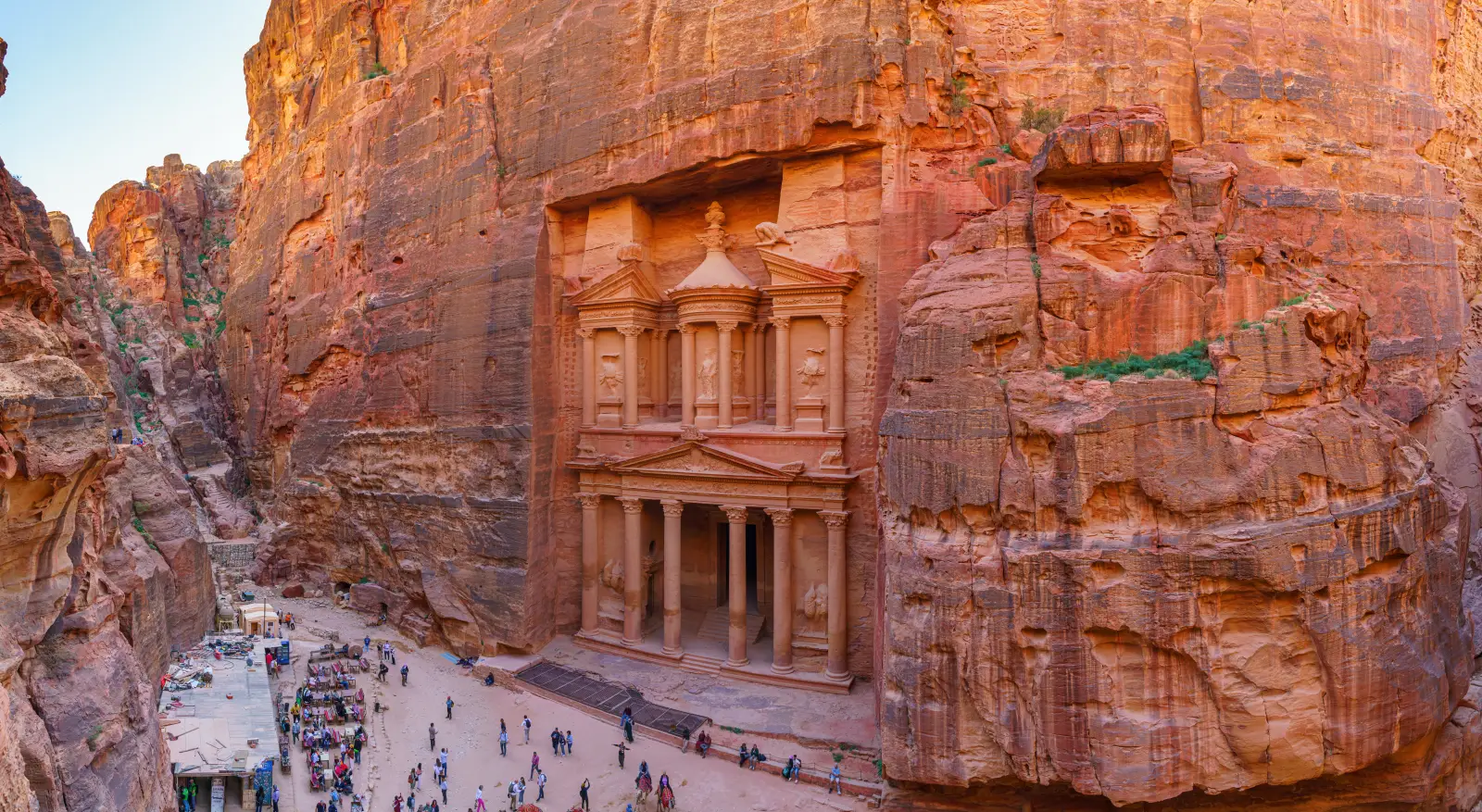 Aerial view of Petra in Jordan with fewer tourists visiting the ancient rock-carved city