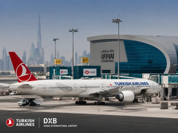 Turkish Airlines aircraft parked at Dubai International Airport as Istanbul-Dubai flights resume in 2026