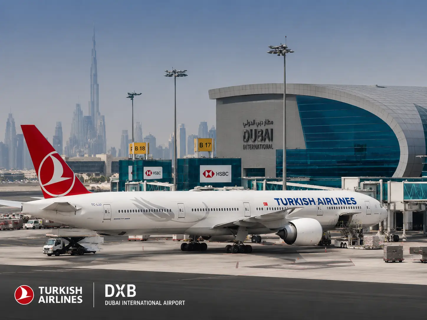 Turkish Airlines Restarts Dubai Flights After Middle East Tension 4 Turkish Airlines aircraft parked at Dubai International Airport as Istanbul-Dubai flights resume in 2026