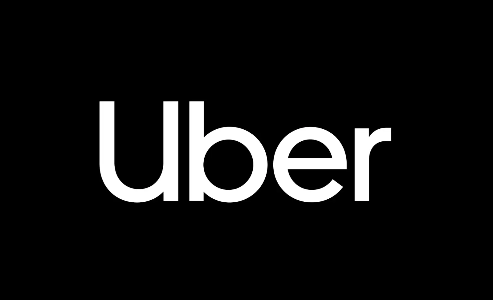 White Uber logo displayed on a black background.