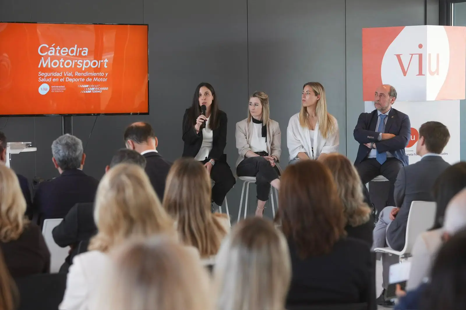 Panel discussion during the launch of Spain’s first Motorsport Chair at Circuit Ricardo Tormo and VIU in Valencia