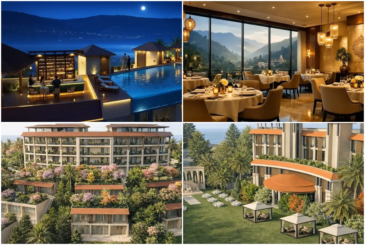 Dusit Princess Rishikesh luxury resort architectural renders collage