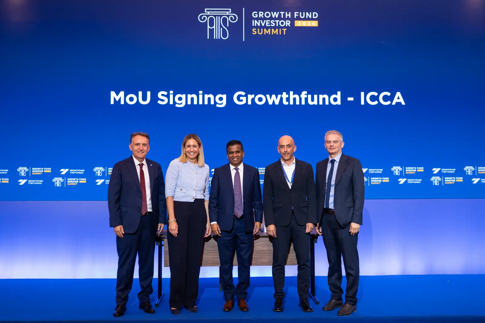Greece Teams Up With Icca To Win More Global Business Events 3 Representatives of Hellenic Growth Fund and ICCA pose on stage after signing a memorandum of understanding at the Growthfund Investor Summit 2026 in Athens