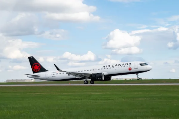 Home 2 Air Canada Airbus A321XLR aircraft taking off during its first scheduled service flight